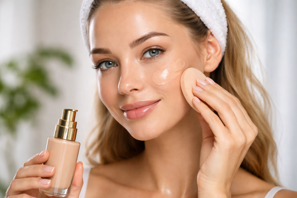 Why Makeup Looks Patchy“how to apply foundation evenly with sponge for smooth skin and flawless makeup without patchiness”