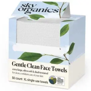 Sky Organics gentle clean face towels for soft skin cleansing and removing makeup effectively”