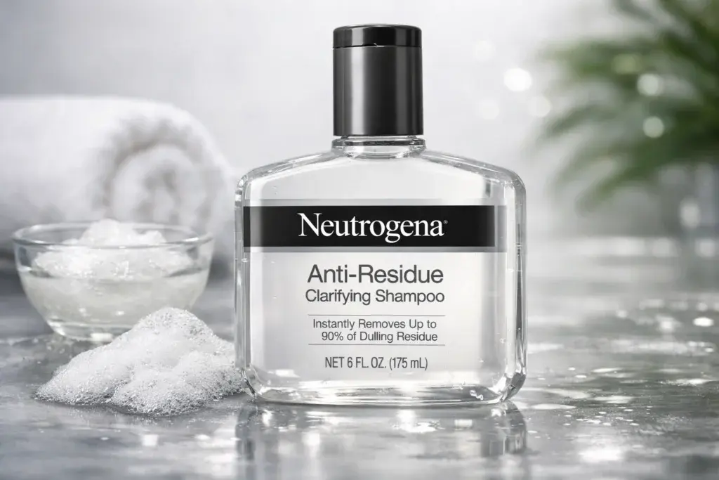 “Neutrogena anti residue clarifying shampoo for oily scalp removing buildup and deep cleansing hair”