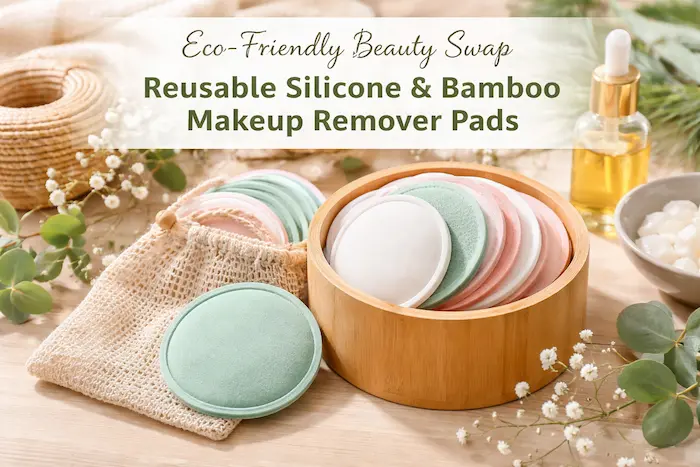  Reusable silicone and bamboo makeup remover pads as eco-friendly beauty swap alternative to disposable cotton