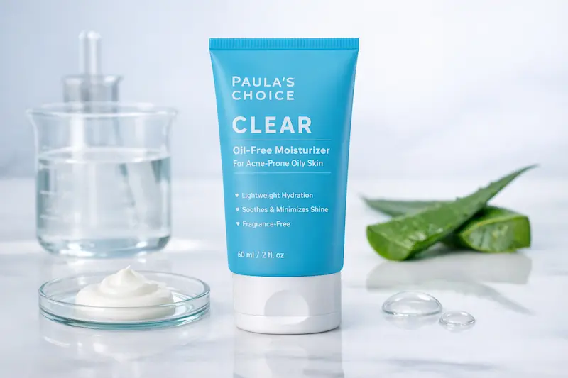 "Paula's Choice Clear Oil-Free moisturizer for acne-prone oily skin"