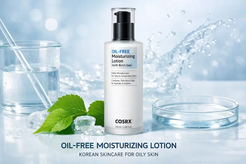 "COSRX Oil-Free Moisturizing Lotion Korean skincare oily skin"