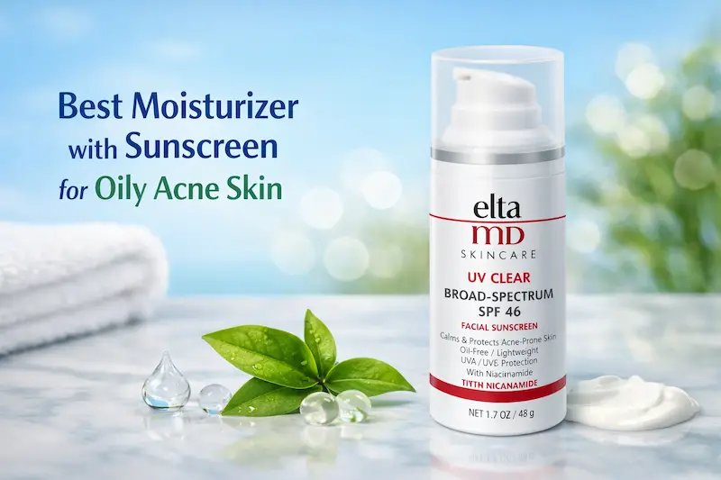 "EltaMD UV Clear SPF 46 best moisturizer with sunscreen for oily acne skin"