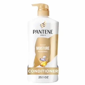Pantene Daily Moisture Renewal Conditioner 25.1 oz with Pro-V nutrients for dry color-treated hair, provides 72-hour hydration and softness