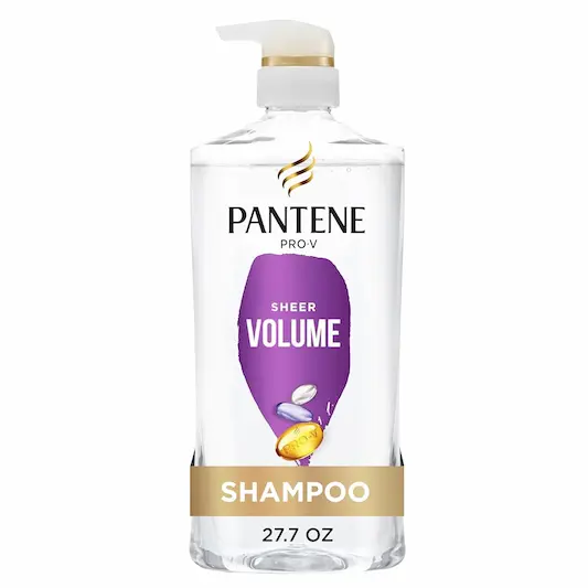 Pantene Sheer Volume Shampoo 27.7 oz for fine thin hair with Pro-Vitamin B5, volumizing and lightweight nourishment for 72-hour fullness